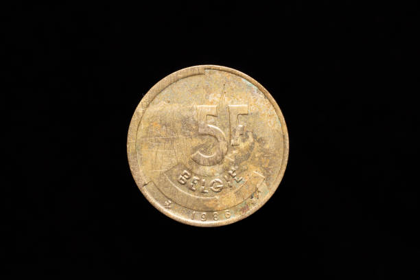 istock Old Belgian 5 francs coin from 1986, reverse 1179392088