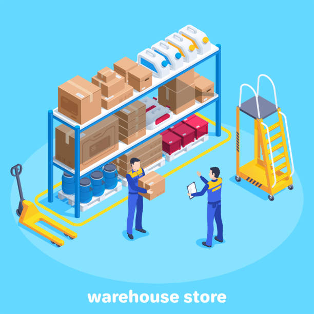 magazyn magazynowy - packaging freight transportation pallet isometric stock illustrations