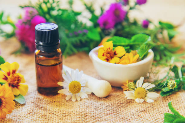 istock Homeopathy. Herbal extracts in small bottles. Selective focus. 1179395297