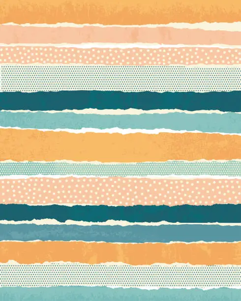 Vector illustration of Horizontal paper stripes collage background