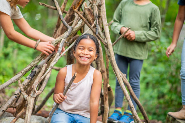 istock Group of kids in the forest 1179399053