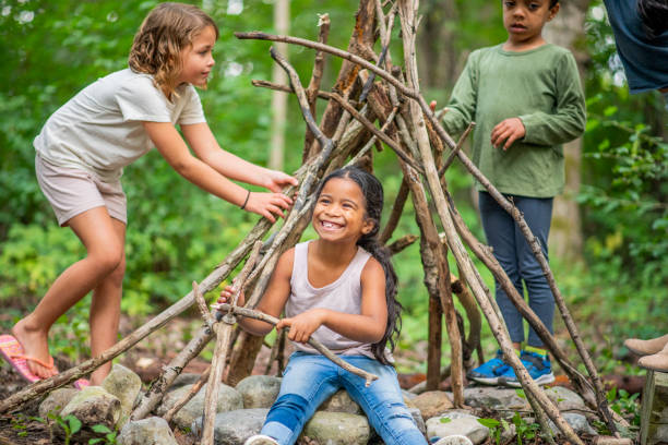 istock Group of kids in the forest 1179399076