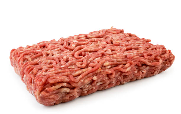 istock Minced meat isolated on a white. Close up. 1179399156