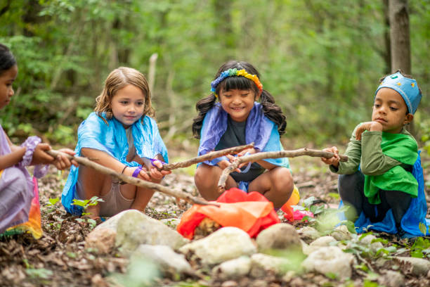istock Group of kids in the forest 1179399736