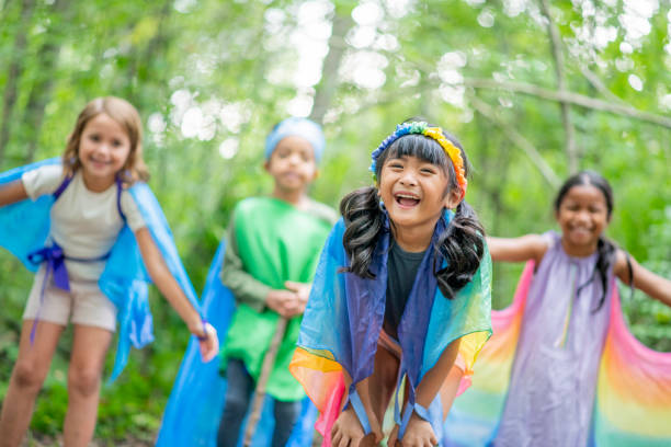 istock Group of kids in the forest 1179399813