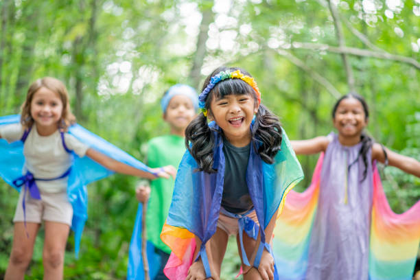 istock Group of kids in the forest 1179399831
