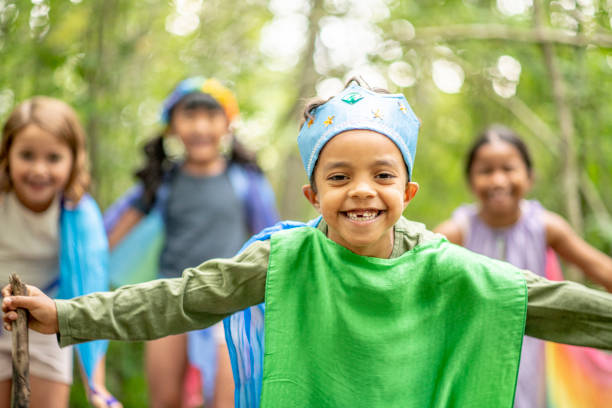 istock Group of kids in the forest 1179399856