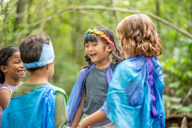 istock Group of kids in the forest 1179399962