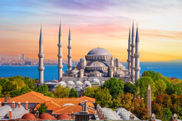 Sultan Ahmed Mosque or the Blue Mosque in Istanbul, one of the most famous Turkish sights stock photo