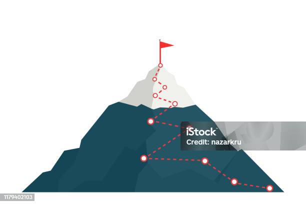 피크 산에 등반 경로 포부에 대한 스톡 벡터 아트 및 기타 이미지 - 포부, 산, 여행-개념