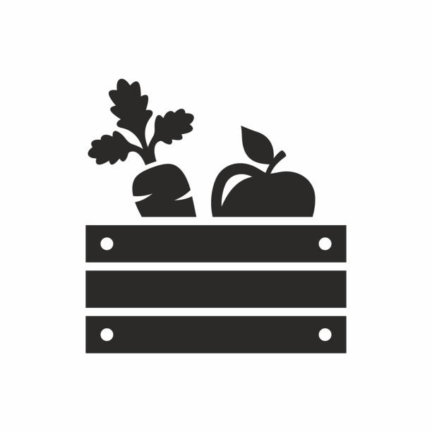 значок фермерских продуктов. - apple sign food silhouette stock illustrations