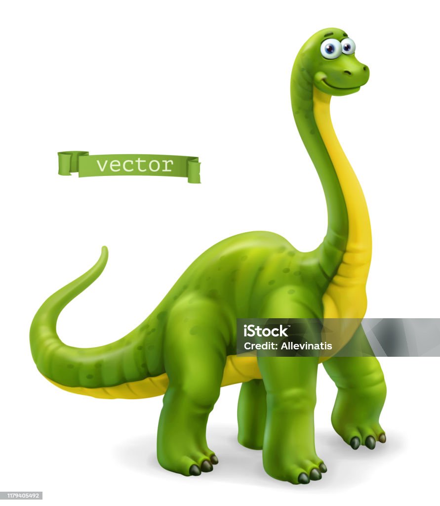 Brachiosaurus Sauropod Dinosaur Cartoon Character Funny Animal 3d Vector  Icon Stock Illustration - Download Image Now - iStock