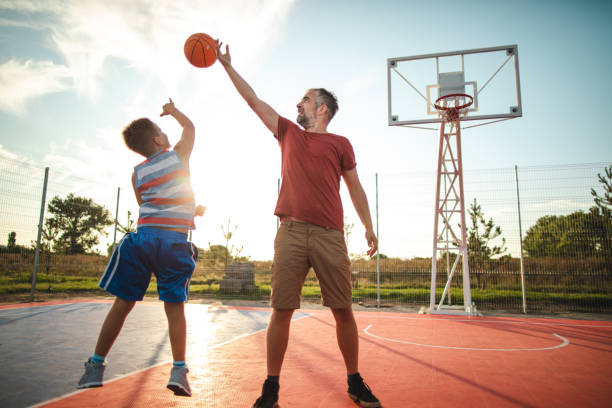 istock Healthy fun competition between father and son 1179406089