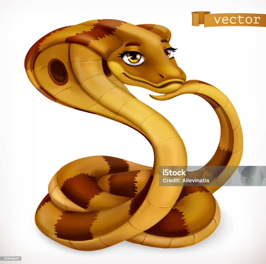 Nhân Vật Hoạt Hình Rắn Hổ Mang Funny Animal Biểu Tượng Vector 3d ...