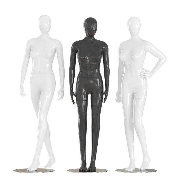 istock Two white female mannequin and one black between them on an isolated background .3d rendering 1179406686