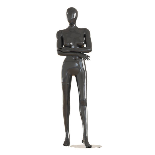 istock A black female mannequin stands on an iron mount on an isolated white background. 3D rendering 1179406697