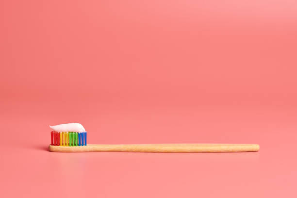 istock Eco bamboo toothbrush with toothpaste. Personal care tool for protect oral cavity, remove plaque and tartar. 1179407072