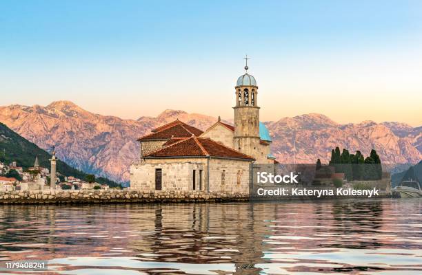 Dawn Over Island Stock Photo - Download Image Now - Kotor, Adriatic Sea, Architecture