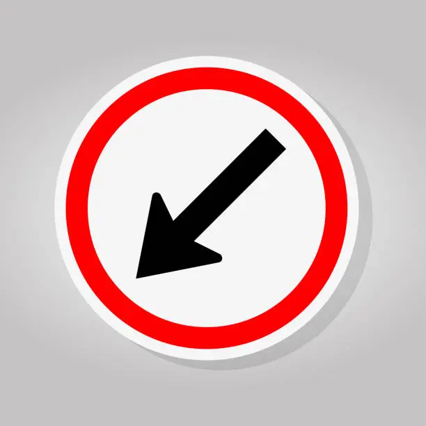 Vector illustration of Keep Left by The Arrow Red Circle Traffic Road Sign Isolate On White Background,Vector Illustration