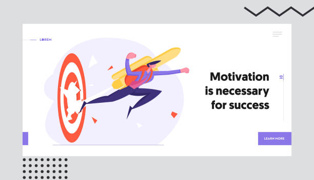 Goal Achievement and Career Boost Website Landing Page. Businessman Punch Through Huge Target with Jet Pack on Back. Office Employee Flying by Rocket Web Page Banner. Cartoon Flat Vector Illustration Goal Achievement and Career Boost Website Landing Page. Businessman Punch Through Huge Target with Jet Pack on Back. Office Employee Flying by Rocket Web Page Banner. Cartoon Flat Vector Illustration landing page illustrations stock illustrations