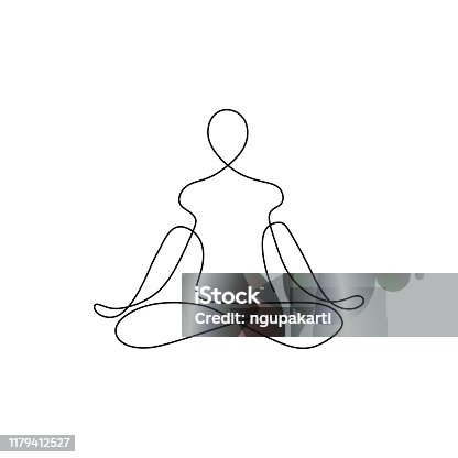 istock yoga namaste concept continuous one line drawing minimalist design. Minimalism theme vector illustration. 1179412527