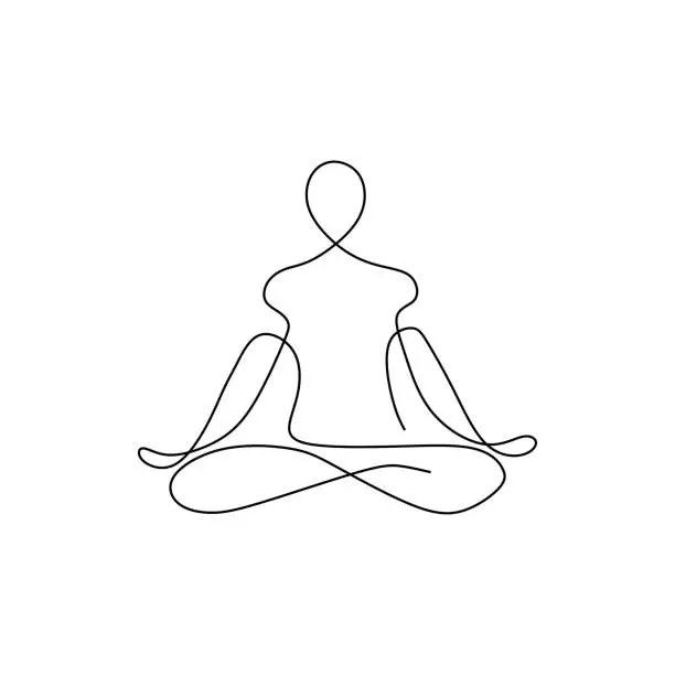 Vector illustration of yoga namaste concept continuous one line drawing minimalist design. Minimalism theme vector illustration.