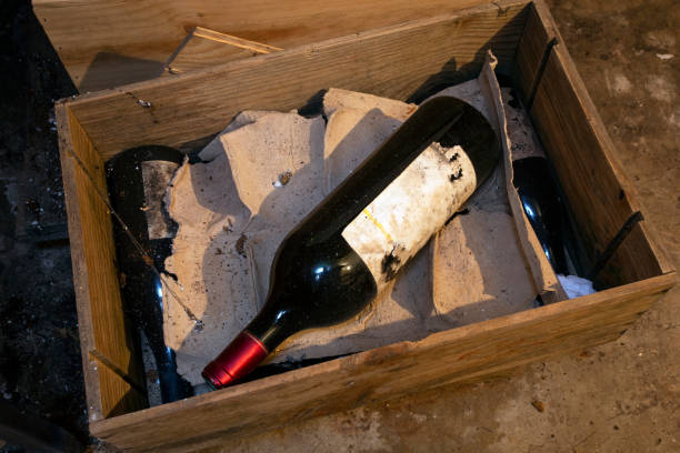 cork in a bottle of wine. Top view