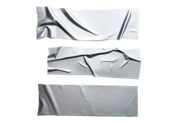 Set of various Reinforced gray tape isolated on a white background