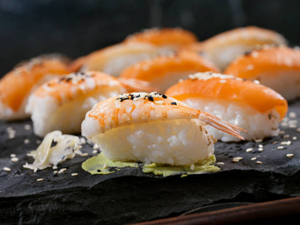 istock Shrimp and Smoked Salmon Sushi 1179424432