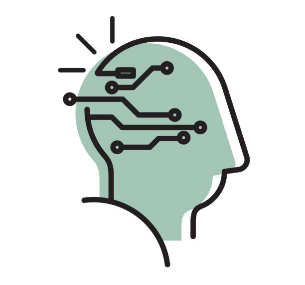 ilustrações de stock, clip art, desenhos animados e ícones de artificial intelligence brain with electronic circuit - icon - synapse computer chip communication abstract
