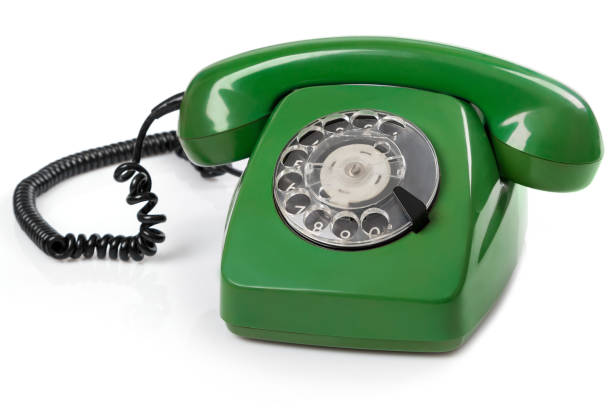 telefone retro verde - customer service representative on the phone retro revival office - fotografias e filmes do acervo