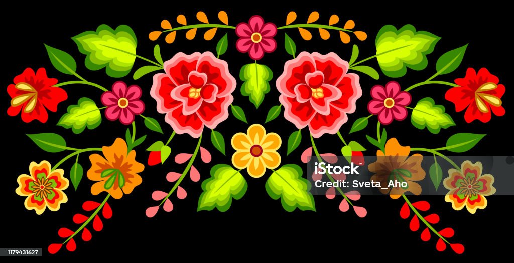 Ilustración de Flores Mexicanas y más Vectores Libres de Derechos de  Bordado - Bordado, Cultura mexicana, Flor - iStock