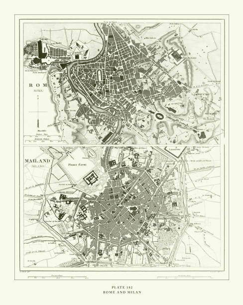 istock Engraved Antique, Rome and Milan Engraving Antique Illustration, Published 1851 1179433064