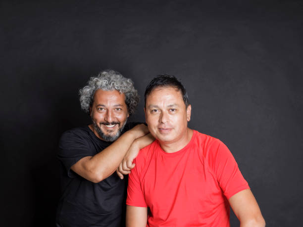 Best friends over black background
