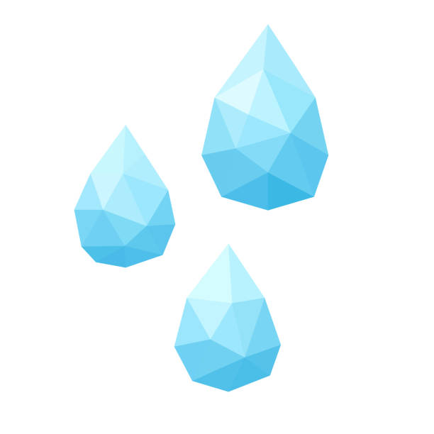 Low poly blue water drops on white vector art illustration