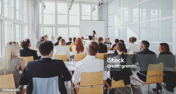 Indian Businesswoman Leading The Seminar Stock Photo - Download Image Now - Education Training Class, Business, Seminar
