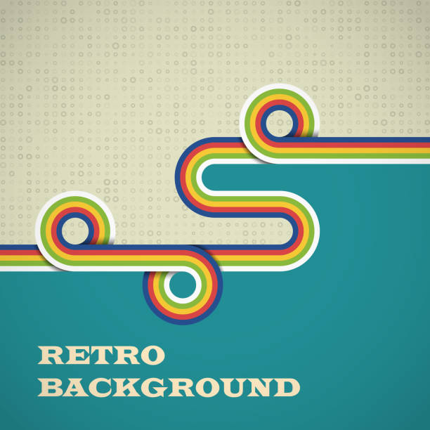 ilustraciones, imágenes clip art, dibujos animados e iconos de stock de fondo retro con tiras redondeadas en color brillante. ilustración vectorial eps10. - curve backgrounds creativity eps10