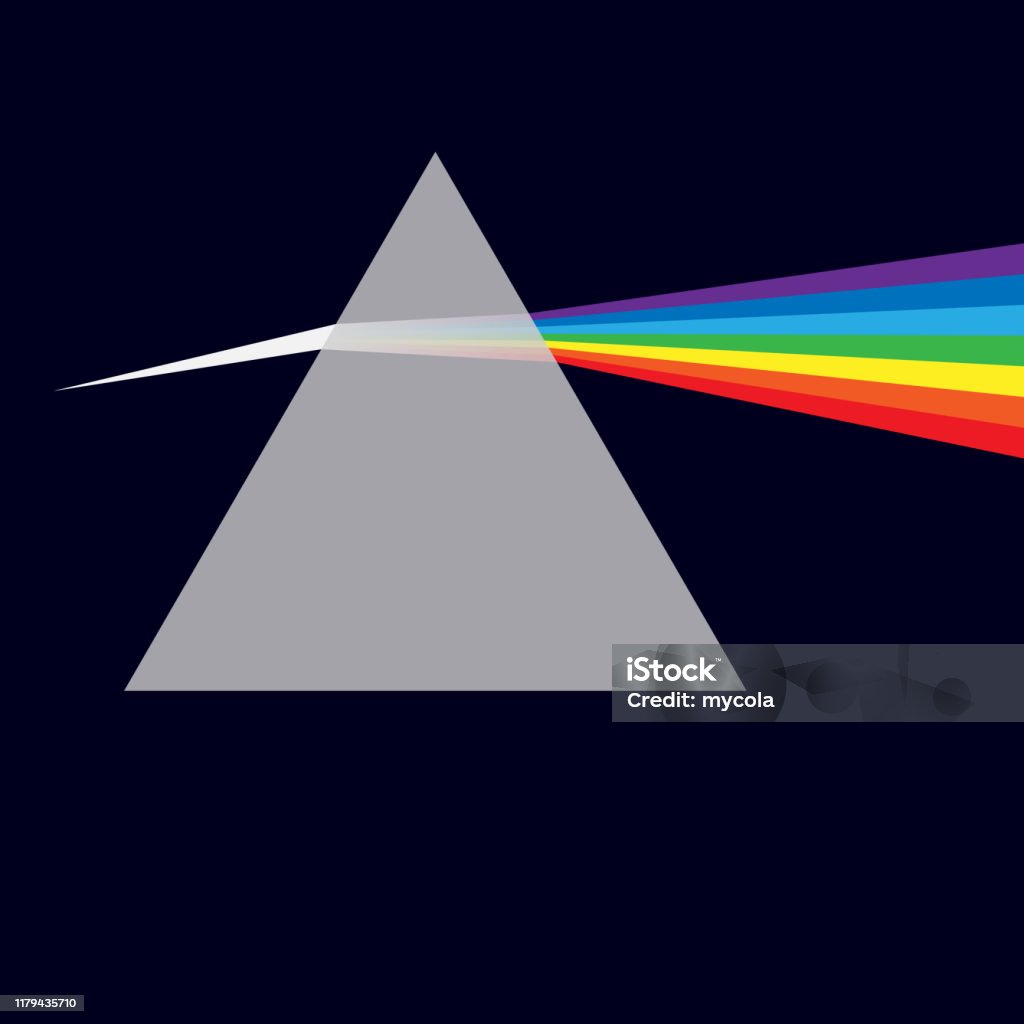 Triangle Rays White Triangle With Light Ray In It And Rainbow On Dark Background ...