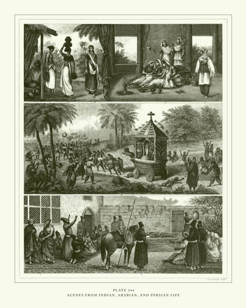 гравировка антиквариат, разновидности человечества гравировка античная иллюстрация, опубликовано 1851 - mankind stock illustrations