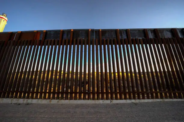 Photo of Dramatic Image of the US/Mexico Border Wall at Port Anapra Near El Paso Texas