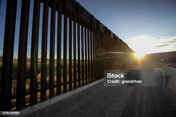 Dramatic Image Of The Usmexico Border Wall At Port Anapra Near El Paso Texas Stock Photo - Download Image Now
