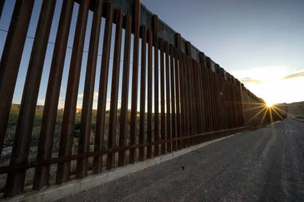 Photo of Dramatic Image of the US/Mexico Border Wall at Port Anapra Near El Paso Texas