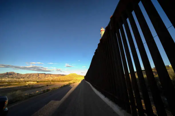 Photo of Dramatic Image of the US/Mexico Border Wall at Port Anapra Near El Paso Texas