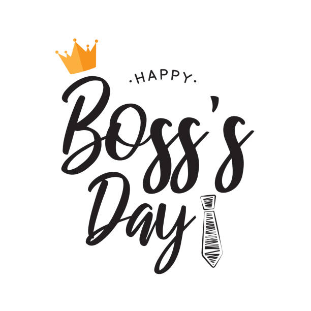 ilustrações de stock, clip art, desenhos animados e ícones de happy boss's day lettering card. vector - crown black banner white