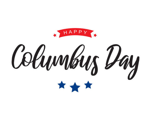 Columbus Day card lettering on white background. Vector Columbus Day card lettering on white background. Vector illustration. EPS10 columbus day stock illustrations