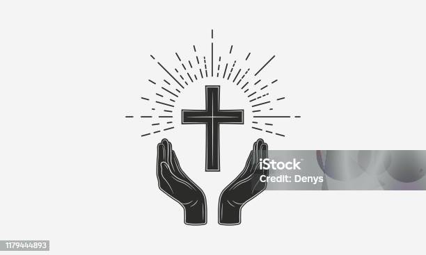 Ilustración de Logotipo Vintage Christian Manos Con Cruz Católica Y  Estallido De Sol Ilustración Vectorial y más Vectores Libres de Derechos de  Cruz - Objeto religioso - iStock