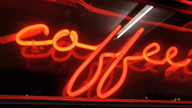 istock Coffee word in neon orange sign 1179448076
