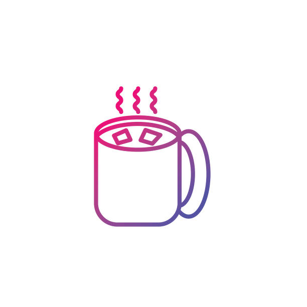 stockillustraties, clipart, cartoons en iconen met kerst dikke lijn iconen met gradiënt kleuren-warme chocolademelk - hot chocolate purple