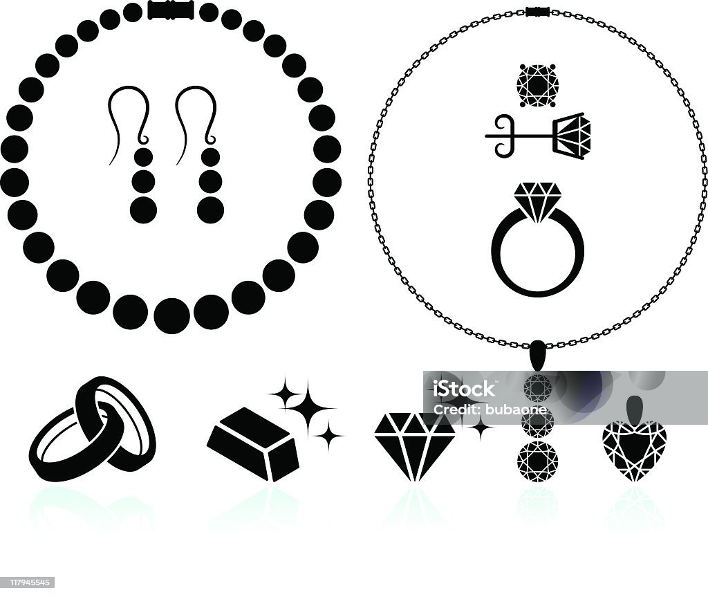 Schmuck schwarz und weiß lizenzfreie vektor icon-set - Lizenzfrei Halskette Vektorgrafik