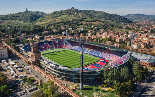 Bologna, Italy, September 2019 - Aerial view of Renato Dall'Ara Stadium